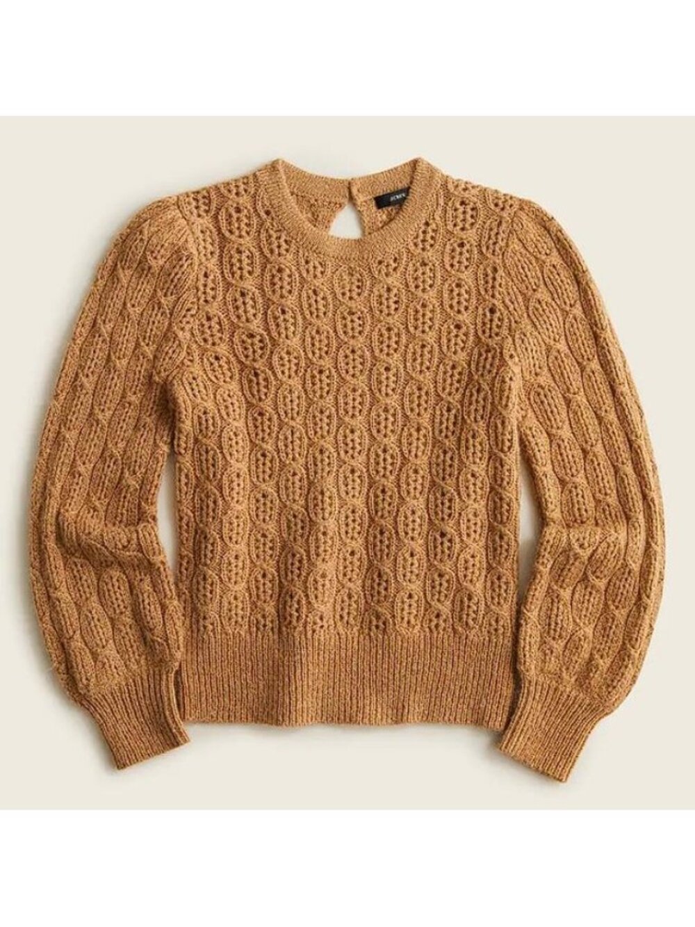 J.CREW Women's Balloon-Sleeve Cable-Knit Sweater Size S
